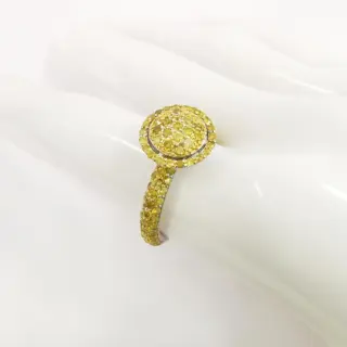 1.55 ct fancy intense yellow diamond designer ring - 14 karaat Witgoud - Ring Diamant - Diamanten, AIG gecertificeerd zonder reserve