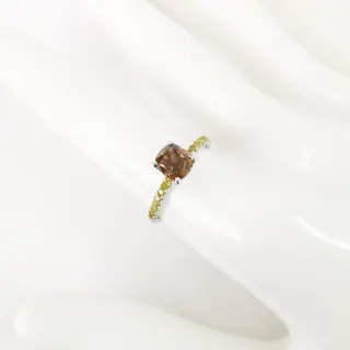 1.00 ct fancy deep orangy brown & 0.26 ct fancy intense yellow diamonds designer solitaire ring - 14 karaat Witgoud - Ring Diamant - Diamanten, AIG gecertificeerd zonder reserve