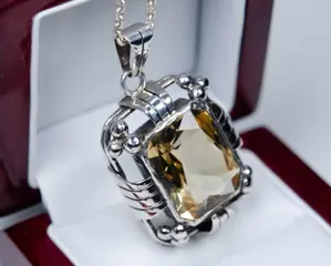 Zilver - Collier met hanger - 15.00 ct - Citrien (getest) - Frankrijk