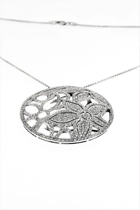 18 karaat Witgoud - Collier met hanger - 4.50 ct Diamant