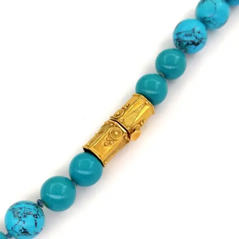 18 karaat Geel goud - Halsketting - Turquoise pasta 13,90 mm