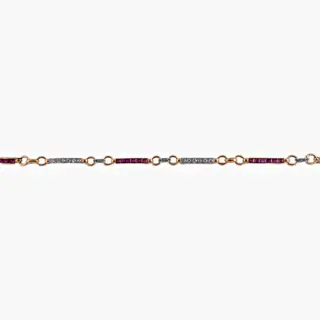 18 karaat Geel goud - Armband Diamant - Robijnen