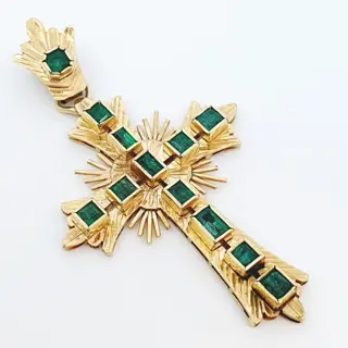 18 karaat Geel goud - Hanger - 0.90 ct Smaragd - Smaragden