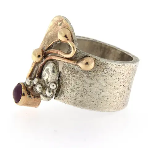 Goud, Zilver - Ring Robijn