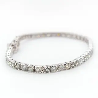 No reserve price - 5.60 tcw - 14 karaat Witgoud - Armband Diamant