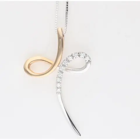 ReCarlo No Reserve Price - 18 karaat Geel goud, Witgoud - Collier met hanger - 0.20 ct Diamant