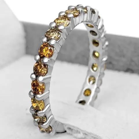 1.26 Carat Fancy Color Diamonds Half Eternity - 14 karaat Witgoud - Ring - GEEN RESERVE