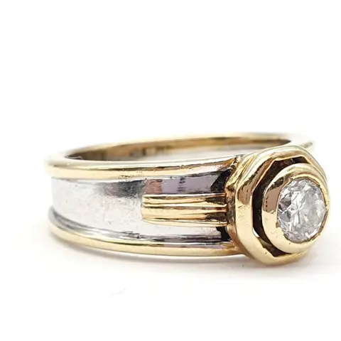 18 karaat Geel goud, Witgoud - Ring - 0.55 ct Diamant