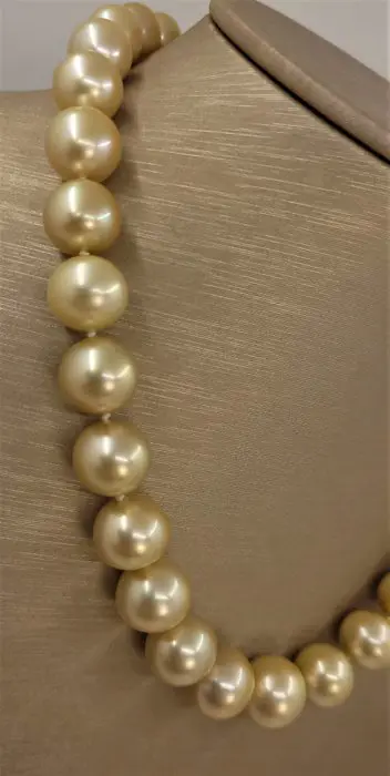 no reserve - 10.2x14.5mm Golden South Sea Pearls - 14 karaat Geel goud - Halsketting