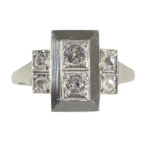 NO RESERVE PRICE - 18 karaat Witgoud - Ring - 0.26 ct Diamant - Vintage art deco uit de jaren 20, gratis formaat wijzigen*