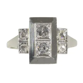 NO RESERVE PRICE - 18 karaat Witgoud - Ring - 0.26 ct Diamant - Vintage art deco uit de jaren 20, gratis formaat wijzigen*