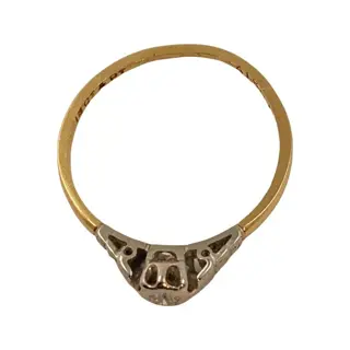 NO RESERVE Antik solitaire - 18 karaat Tweekleurig - Ring Diamant