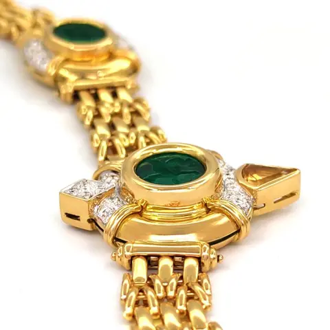 18 karaat Geel goud, Witgoud - Halsketting - 1.80 ct Diamanten - Glasachtige stenen - AIG rapport n J5030078023