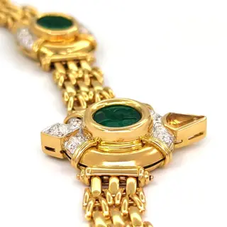 18 karaat Geel goud, Witgoud - Halsketting - 1.80 ct Diamanten - Glasachtige stenen - AIG rapport n J5030078023