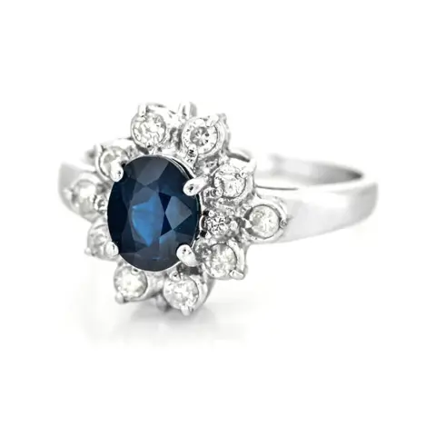 1.76 tcw Sapphire Ring Platina - Ring - 1.46 ct Saffier - Diamanten van 0,30 ct - geen minimumprijs