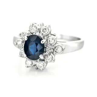 1.76 tcw Sapphire Ring Platina - Ring - 1.46 ct Saffier - Diamanten van 0,30 ct - geen minimumprijs