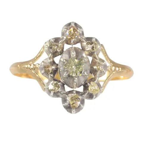 NO RESERVE PRICE - 18 karaat Rosé goud - Ring Diamant - Vintage antiek anno 1820