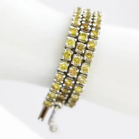 1.80 ct fancy vivid green & yellow diamonds eternity tennis bracelet - 14 karaat Witgoud - Armband Diamant - Diamanten