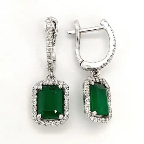 IGI Certified 3.63ct Emerald and Diamond Earrings - 14 karaat Witgoud - Oorbellen - ***GEEN RESERVEPRIJS***