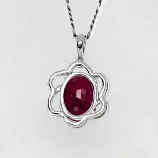 No Reserve Price - 4.43 Ct Natural No Heated Ruby - 14 karaat Witgoud - Hanger Robijn - IGI-gecertificeerd