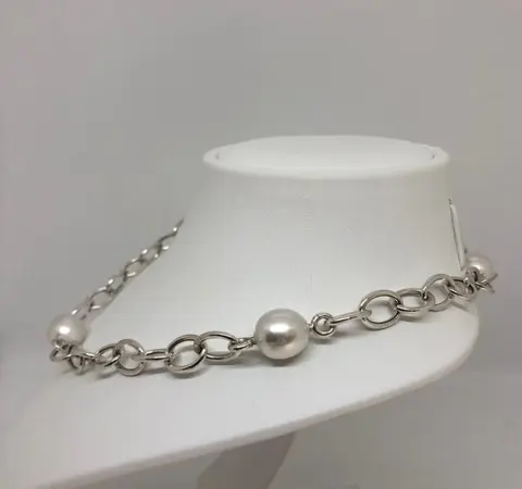 11x13mm SouthSea Pearls Baroque - 925 Zilver - Halsketting