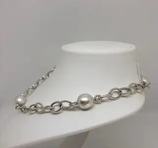 11x13mm SouthSea Pearls Baroque - 925 Zilver - Halsketting