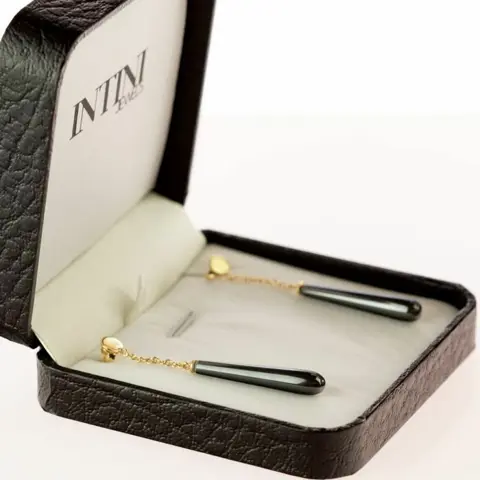 Intini Jewels - 18 karaat Geel goud, Goud - Oorbellen - Hematiet