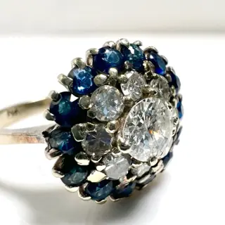 18 karaat Witgoud - Ring - 0.70 ct - + 0,70 cent. saffieren