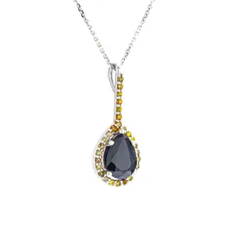 1.64 tcw Sapphire Pendant - 14 karaat Witgoud - Collier met hanger - 1.50 ct Saffier - Diamanten van 0,14 ct - geen minimumprijs