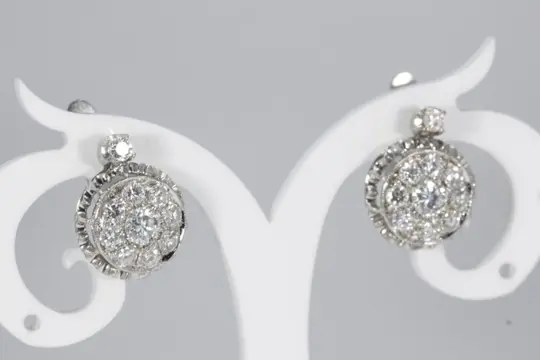 18 karaat Witgoud - Oorbellen Diamant - Diamanten