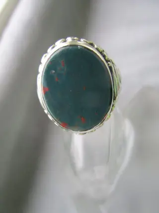 Signet Heliotrope - 925 Zilver - Ring - Bloed Jaspis