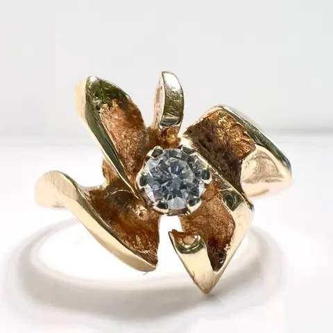 FINLAND - 14 karaat Geel goud - Ring - 0.10 ct - briljant geslepen
