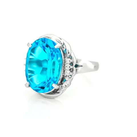 11.99 tcw Topaz Ring Platina - Ring - 11.89 ct Topaas - Diamanten van 0,10 ct - geen minimumprijs