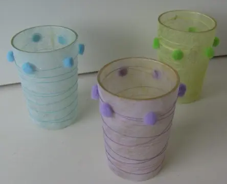 WAXINELICHTJE GLAS BLAUW, GROEN, PAARS 6 STUKS Nieuw