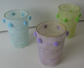WAXINELICHTJE GLAS BLAUW, GROEN, PAARS 6 STUKS Nieuw
