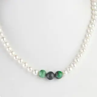 Intini Jewels - 18 karaat Geel goud, Goud - Halsketting - 130.50 ct Zoetwater parel - Jade