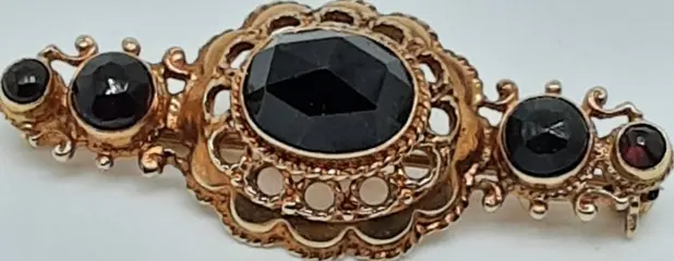 14 karaat Metaal - Broche Granaat