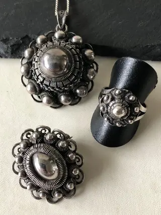 Zeeuwse knoop - 835 Zilver - Broche, Collier met hanger, Ring, Set