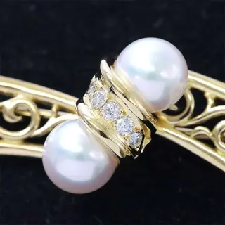 Mikimoto Geel goud - Broche Akoya parel