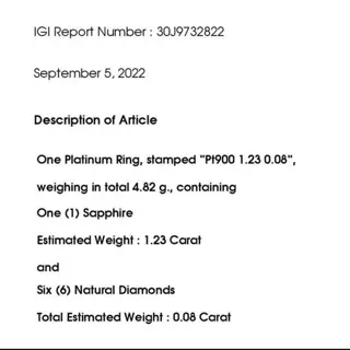 Platina - Ring - 1.23 ct Saffier - Diamanten