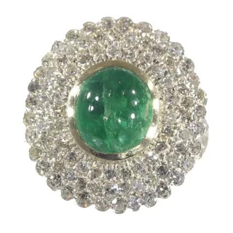 18 karaat Geel goud - Ring - 3.50 ct Smaragd - Diamanten, totaal diamantgewicht 2.00 crt, vintage jaren 50, gratis formaat wijzigen*