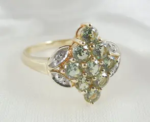 Geel goud - Ring - 1.07 ct Granaat - Diamanten