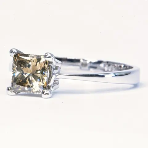 1.05 ct Natural Fancy Yellowish Gray VS2 - 14 karaat Witgoud - Ring - 1.05 ct Diamant - Geen minimumprijs