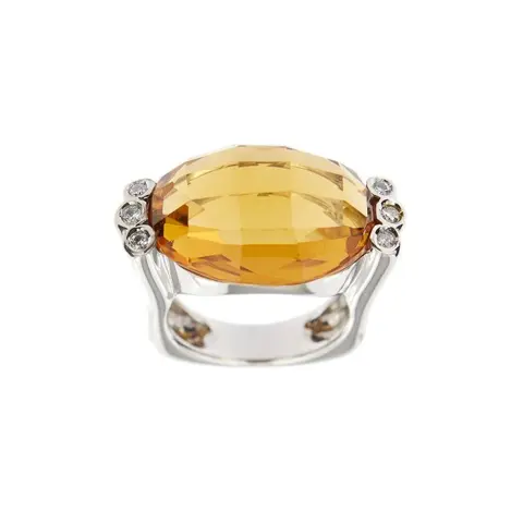Ponte Vecchio Gioielli - 18 karaat Witgoud - Ring - 17.00 ct Citrien - Diamanten
