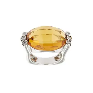 Ponte Vecchio Gioielli - 18 karaat Witgoud - Ring - 17.00 ct Citrien - Diamanten