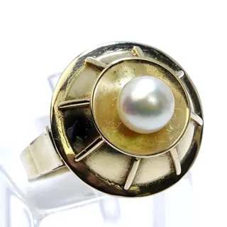 Handarbeit - 14 karaat Geel goud - Ring - parel