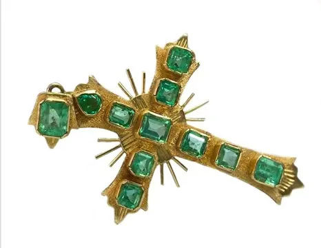 18 karaat Geel goud - Hanger - 4.10 ct Smaragd