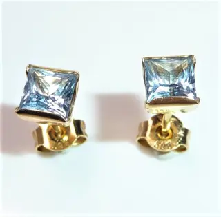 NO RESERVE - 14 karaat Geel goud - Oorbellen - 1.00 ct Topaas - Prinses geknipt
