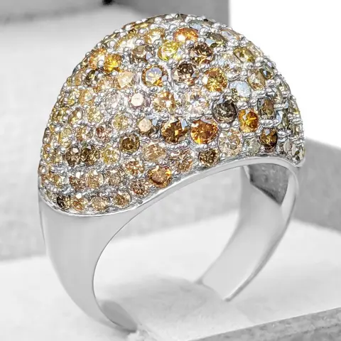 3.03 Carat Fancy Diamond Dome - 14 karaat Witgoud - Ring - GEEN RESERVE