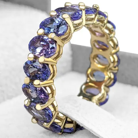 8.48 Carat Natural Tanzanite Eternity Band - 14 karaat Geel goud - Ring - GEEN RESERVE